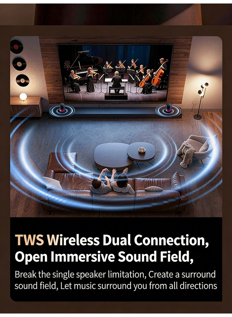 سماعة بلوتوث  Q28 Pro صغيرة الحجم وخفيفة الوزن، بإضاءة RGB LED محمولة، بلوتوث 5.3، شحن Type-C، بطارية 600mAh، دعم بطاقة TF وراديو FM، اقتران مزدوج TWS - Image 4